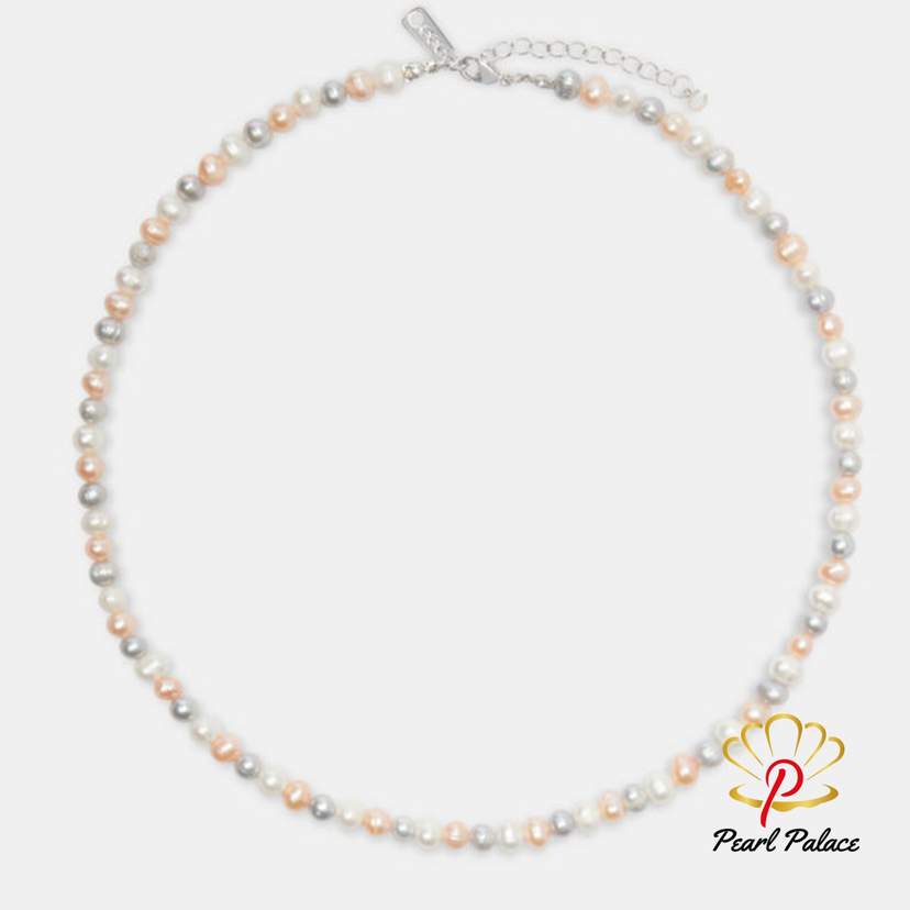 Multi Colour Freshwater Pearl Necklace - White — 2