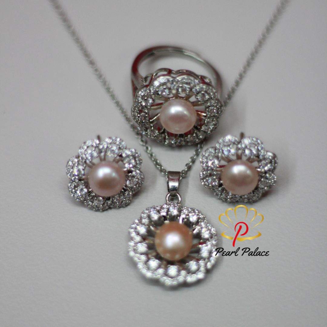 Purple Freshwater Pearl Pendant Set