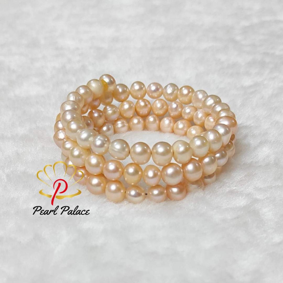 Serene Sunset pearl Bracelet pink color 3 layer