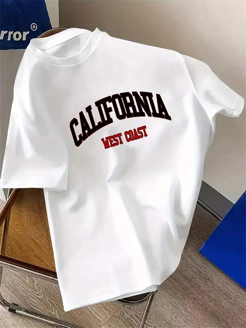 Drop Shoulder Print T-Shirt - California