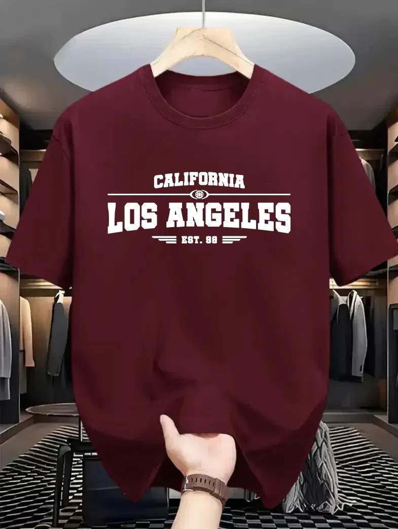 Drop Shoulder Print T-Shirt - Los Angeles