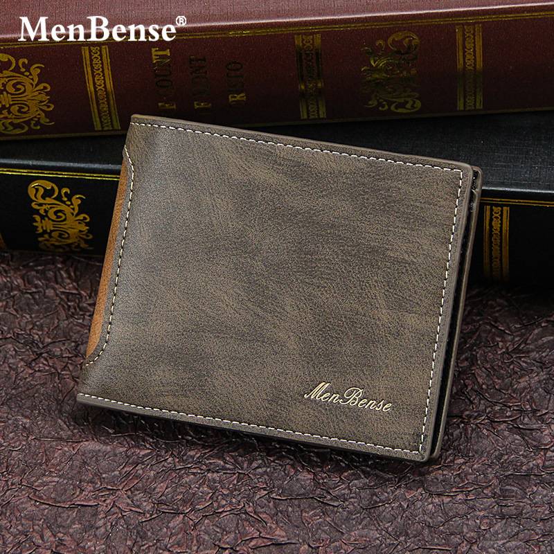 MenBense New Men's Wallet Short Fashion Casual Stitching Multi-Card Three-fold Bag Men's Wallet