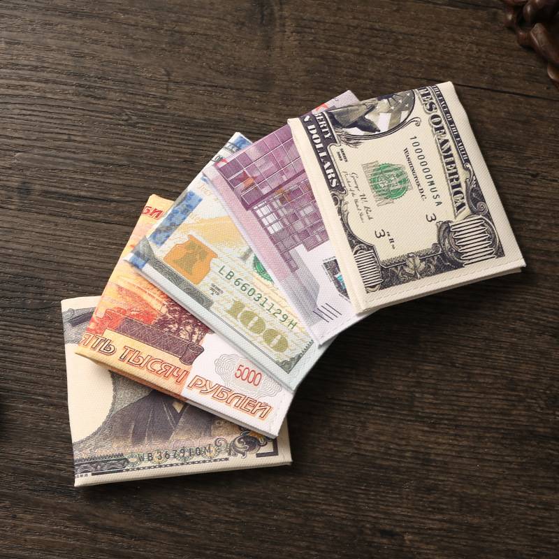 Creative Wallet Cross-border Wholesale New Printed Country Coin Pattern Canvas Short Wallet Card Bag in stock