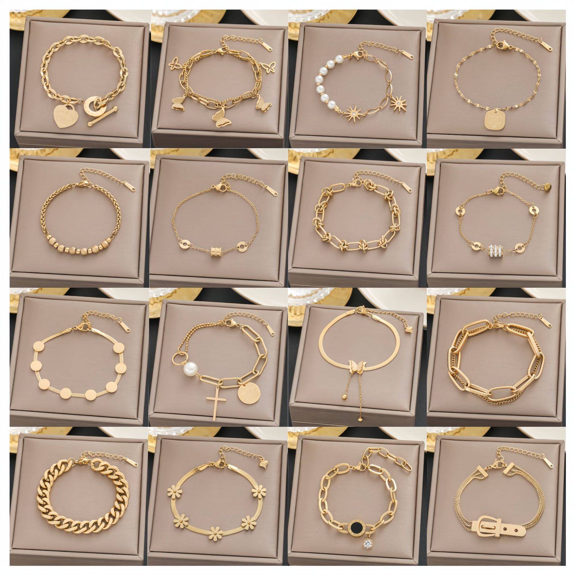 Meichen Bracelet, European and American Style, 18K Gold Color, Non-Fading, Simple and Versatile for Women, Ins-Style, Personalized, Fashionable, Light Luxury, Cross-Border Jewelry