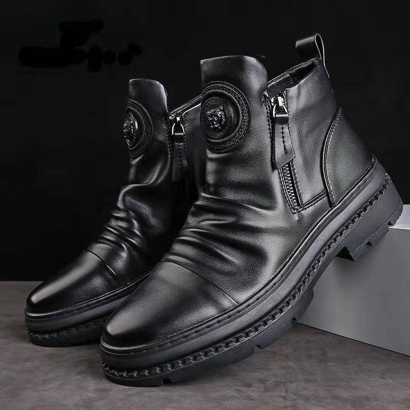 2026 Autumn New High-Top Men's Shoes European Style Men's Boots Versatile Zipper Shoes Korean Style Martin Boots Men's Casual Shoes