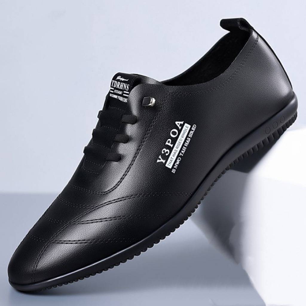 Men's New Leather Shoes, Casual Versatile Korean-Style White Shoes, Men's Soft-Soled Casual Shoes, Business Sneakers