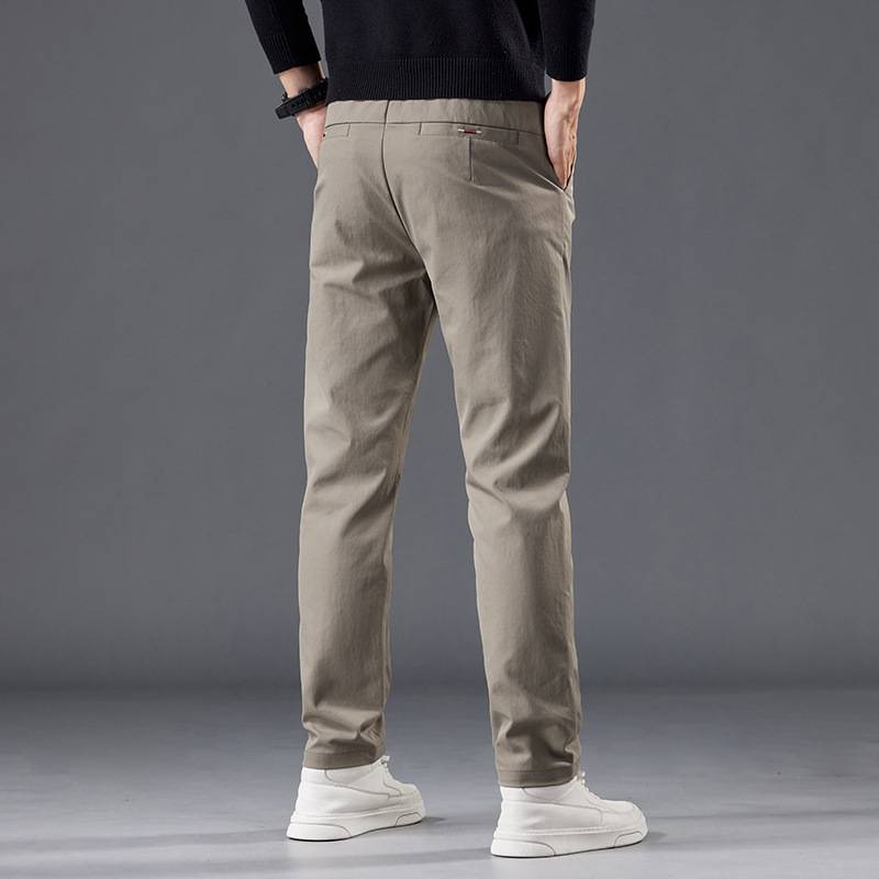 Velvet Men's Casual Pants Thick Winter New Fashion Light Business Explosions Middle-aged Straight All-match Pants