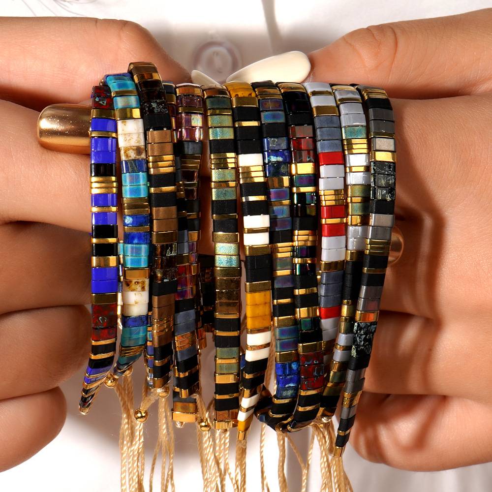 Fashionable Work Clothing Cross-Border European and American Retro Ethnic Style Jewelry Tila Beads Popular Trend Hand-Woven Bracelet