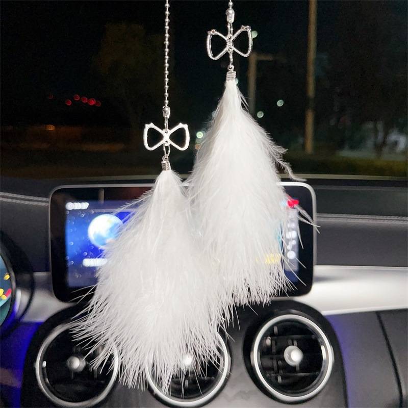 Car Pendant, Car-mounted Beautiful Feather Pendant, Creative Rearview Mirror, Car Pendant, Decoration, Car Supplies