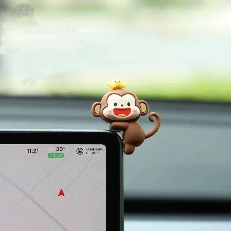 Car Dashboard Small Ornaments, Car Rearview Mirror Decorations, Cute Cartoon Little Monkey Figurines, Car Interior Decorations
