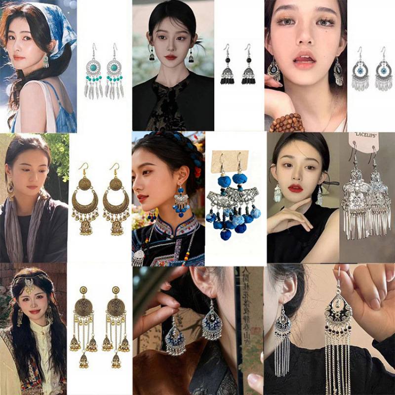 Hot-Selling Exotic Style Earrings, Vintage Artistic Classical Elegant Ear Hooks, Versatile Hollow-Out Fashion Tassel Pendant Earrings