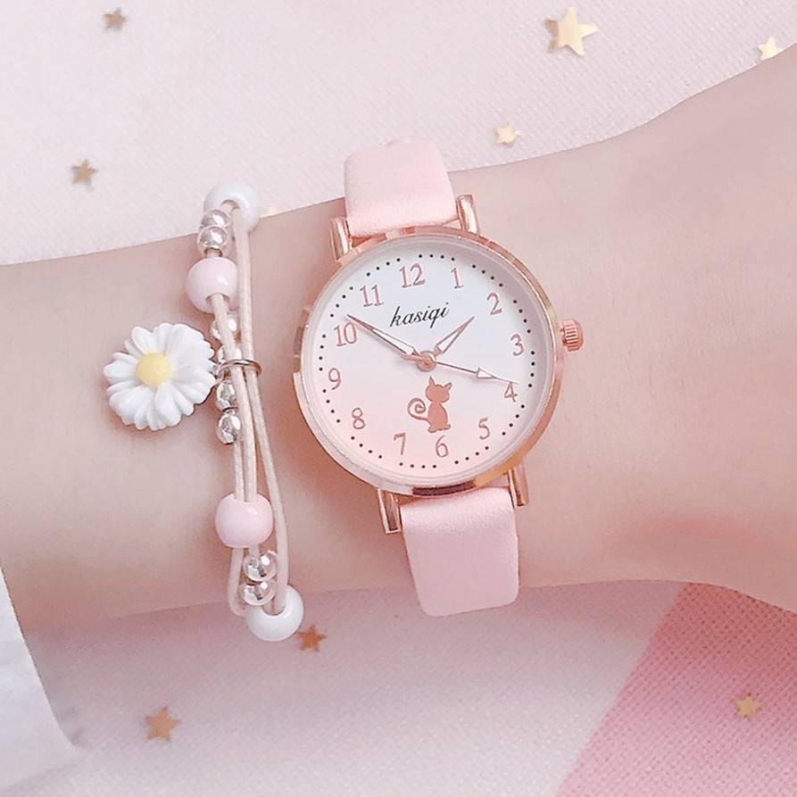 Japanese-Style Cherry Blossom Watch for Girls, Simple Korean Version, Cute Candy Color, Ins Forest Style, College Style for High School Girls