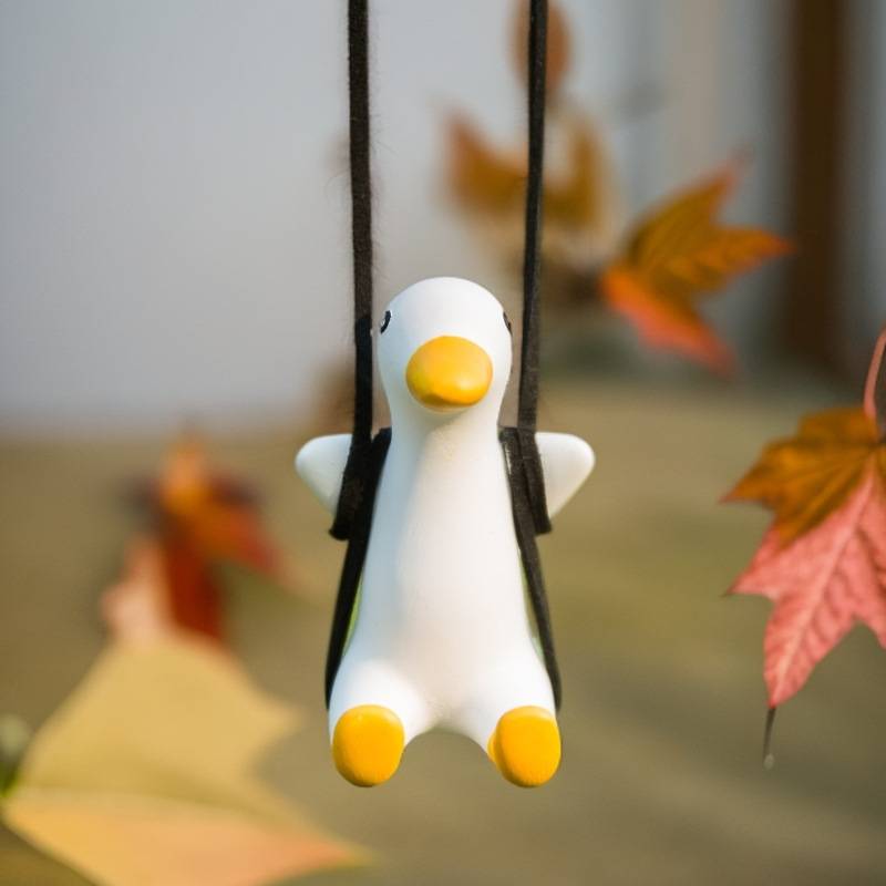 Cross-Border Car Interior Decoration Car Hanging Ornament Swing Duck Car Hanging White Slim Car Decoration Supplies Pendant