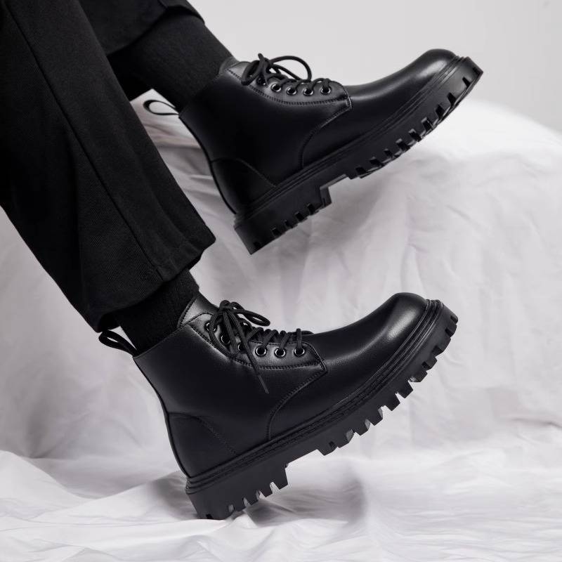 Chelsea Boots New Men's Leather Boots Autumn New British Style Martin Boots Men's Boots Leather Surface Solid Color Black