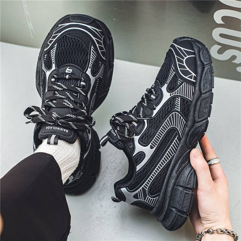 Spring Men's Shoes New Breathable Mesh Sports Shoes Men's Trendy All-match Thick-soled Non-slip Casual Running Dad Shoes