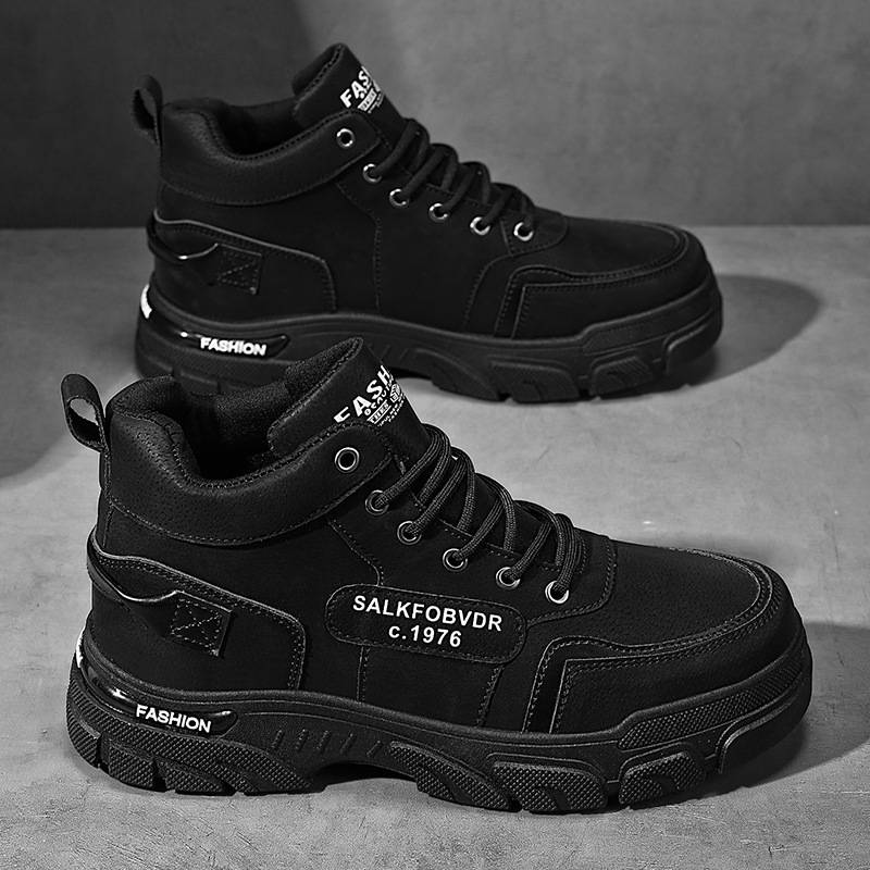 2025 Autumn Men's Martin Boots Mid-Top Retro British Style Work Boots Trendy High-Top Boots Thick-Soled Casual Shoes