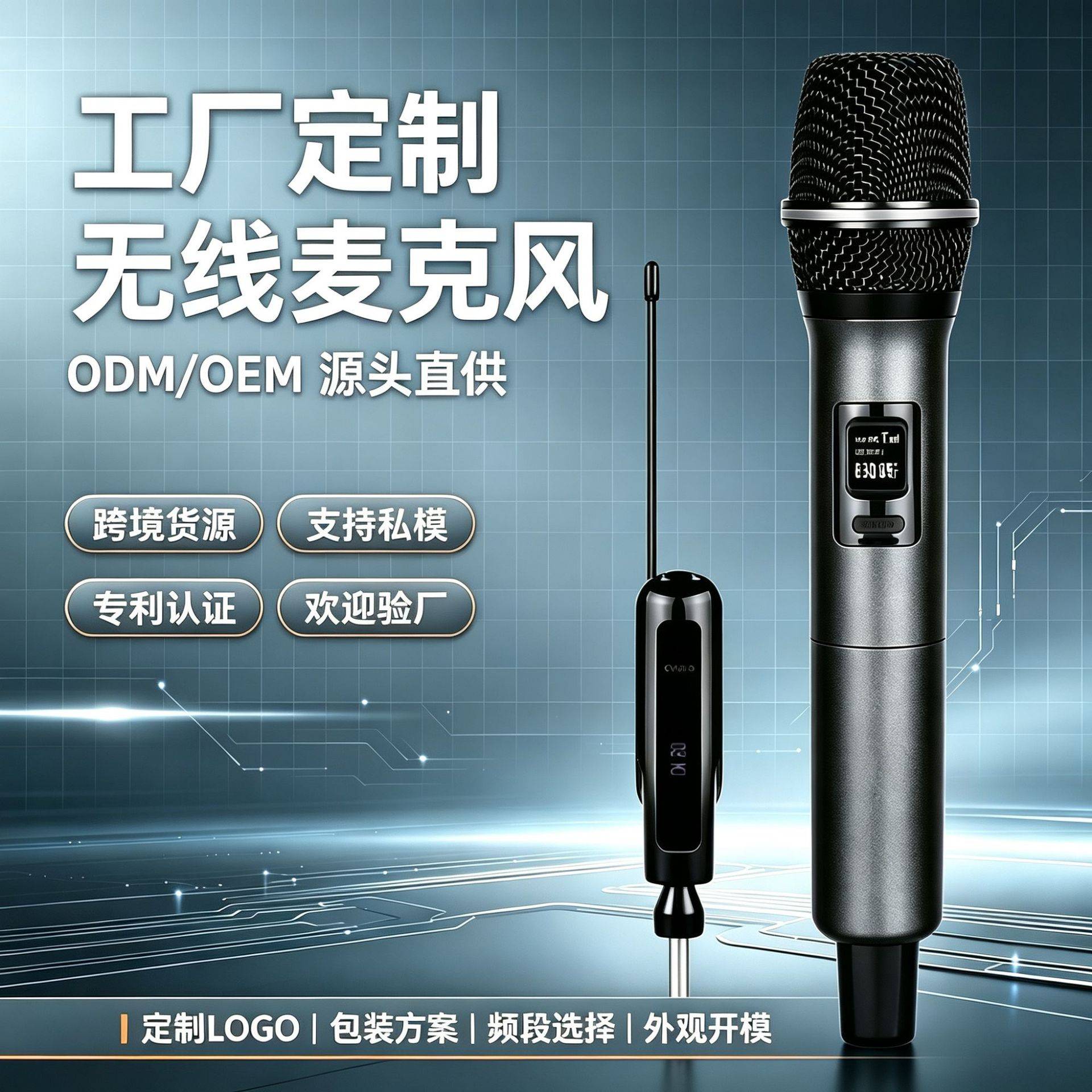 Customized wireless microphone, one-to-two private model universal mic for home stage audio, high-quality rechargeable wireless microphone