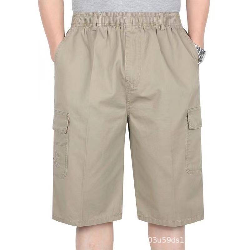 Men's Cropped Trousers for Middle-Aged and Elderly People, Loose Casual Cropped Trousers, Summer Daddy Clothes, Father's Overalls Shorts