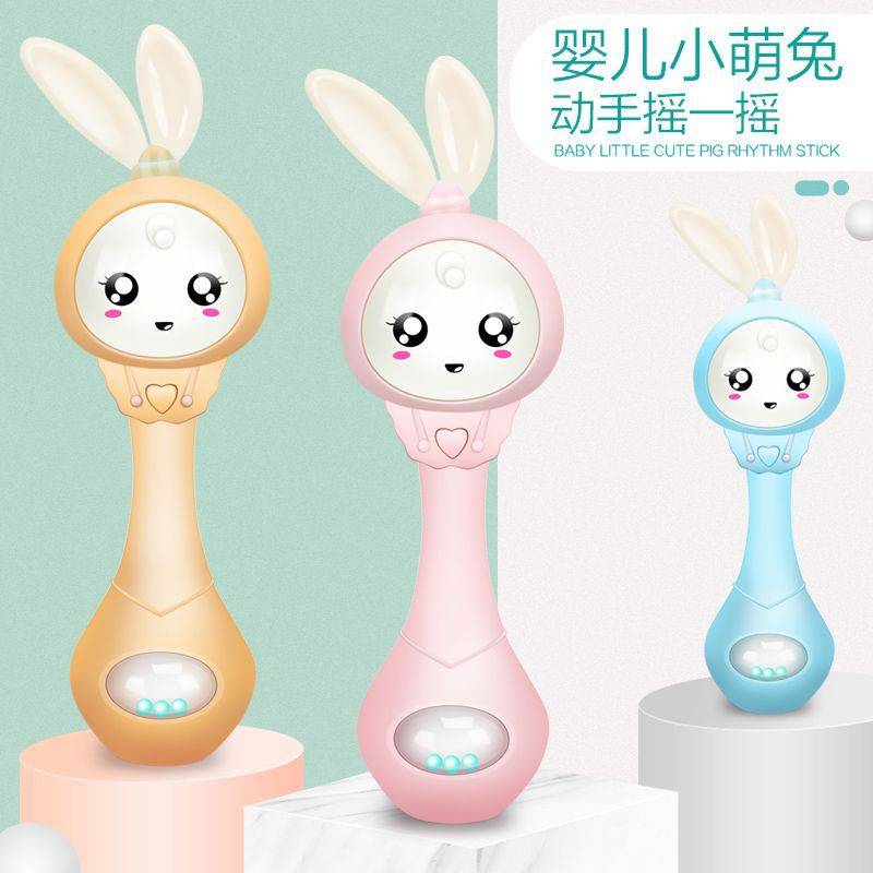 Biteable Rabbit Hand Rattle Toy Newborn Grasping Training Baby Puzzle 0-1-2 Years Old 3 Infants 6-12 Months