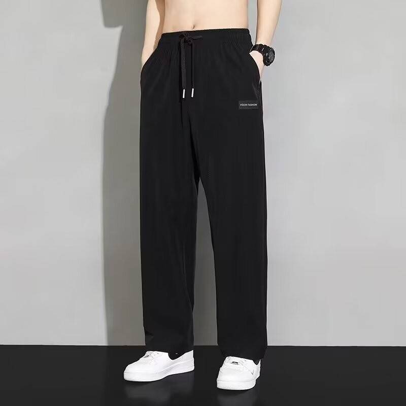 Direct from the Manufacturer: Men's Summer Thin Ice Silk Trendy Brand Large Size Straight-Leg Sports Cropped Versatile Casual Pants
