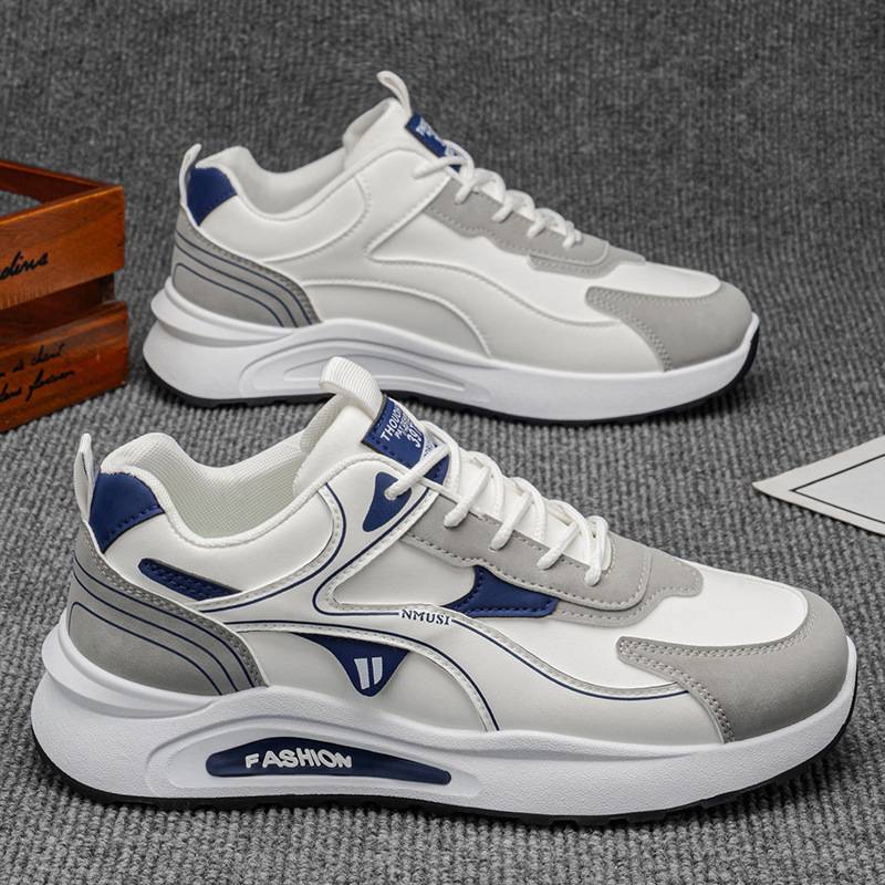 Men's Shoes Spring New Style Breathable Leather Sports Shoes Men's Trendy Versatile Thick-Soled Non-Slip Casual Running Dad Shoes