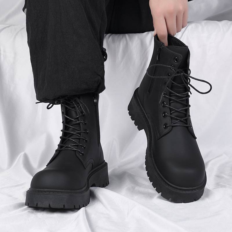 Martin Boots for Men 2026 New Autumn Style Black British Style Motorcycle Work Boots High-Top Soft Leather Waterproof Casual Leather Boots