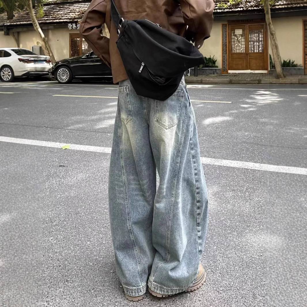 Autumn and winter 2025 new arrival jeans boys straight tube loose wide leg Denim machete pants fashion brand casual pants