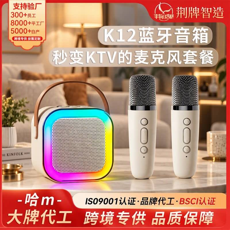 K12 Bluetooth Speaker with Integrated Microphone, Home Karaoke Speaker, Bluetooth Speaker Wireless Set