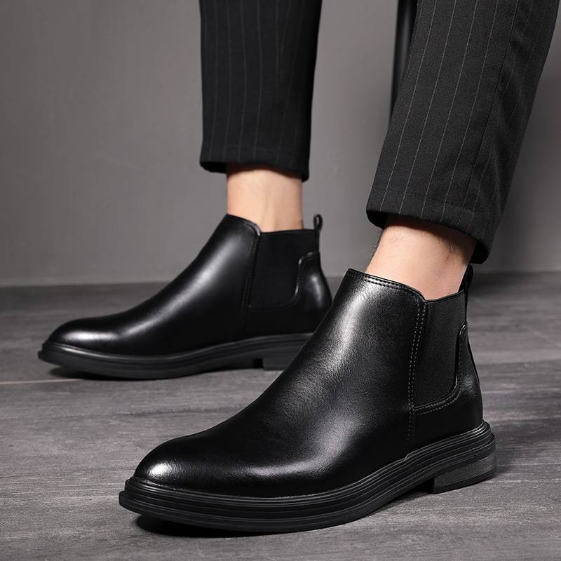 plus size cross-border pointed Chelsea boots England set leather boots business men's boots fleece-lined warm shoes a generation of hair