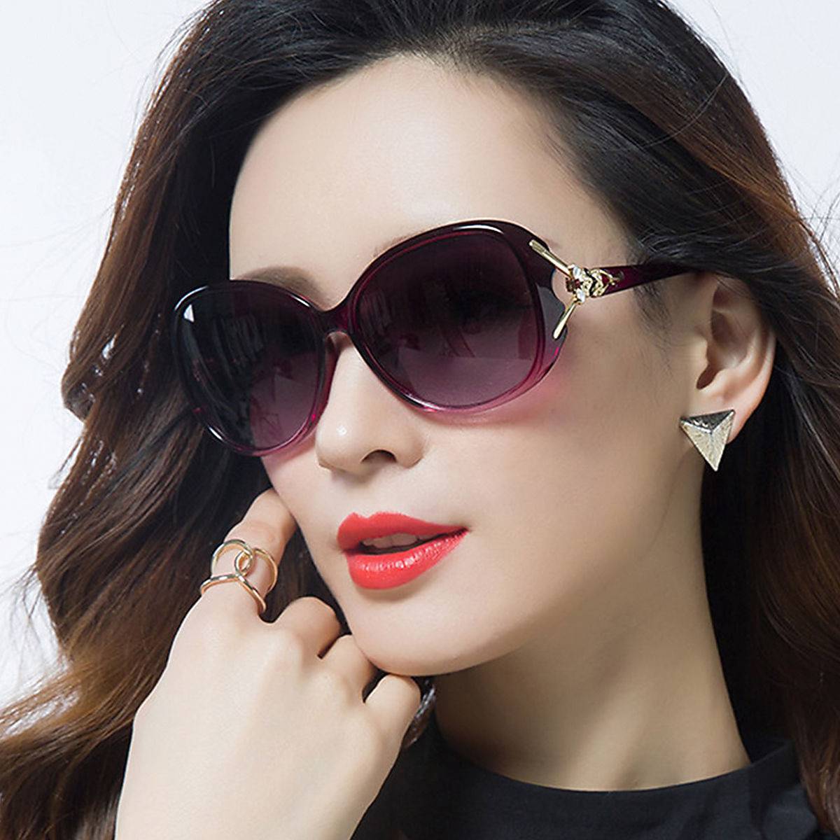 Classic Camellia Sunglasses for Moms, Suitable for Middle-Aged and Elderly Women, with a Fox Head Design, Can Be Worn over Glasses for Large Faces