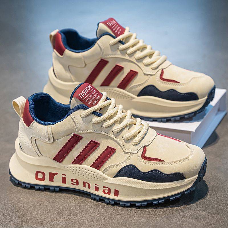2026 Spring New Trendy Men's Non-Slip Wear-Resistant Sports Shoes with Three Stripes, Dad Boots, Work and Driving Trendy Styles