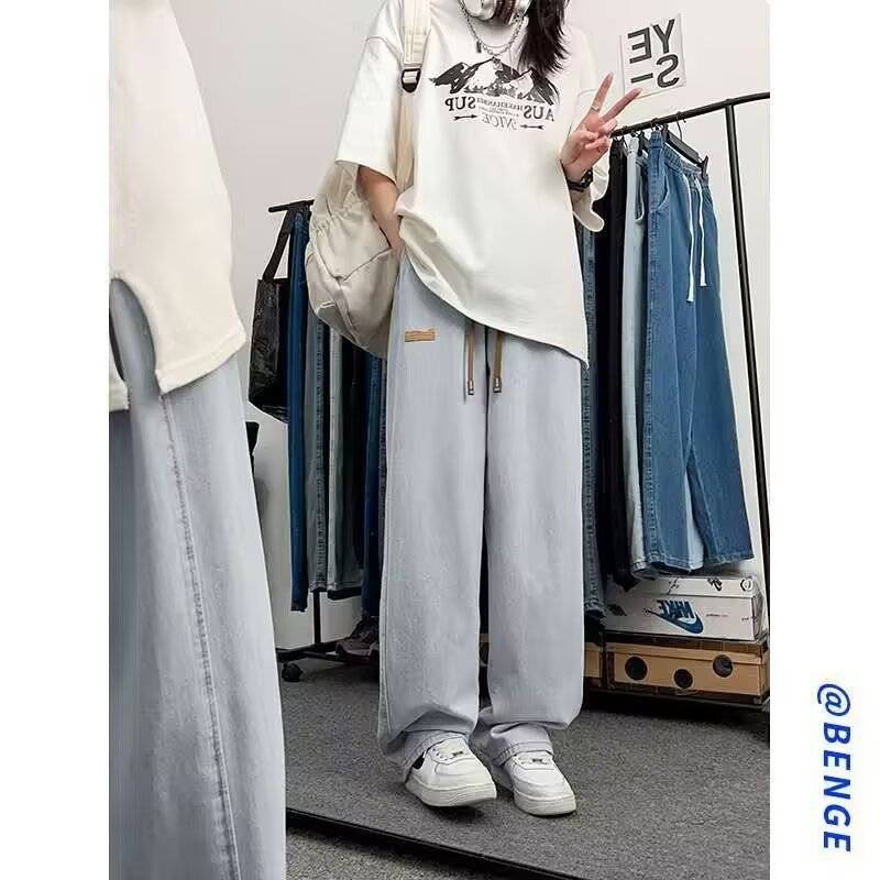 2025 American Style Retro Jeans Men's Spring and Summer Trendy Brand Washed Wide Leg Straight Tube Loose Casual Long Pants for Men