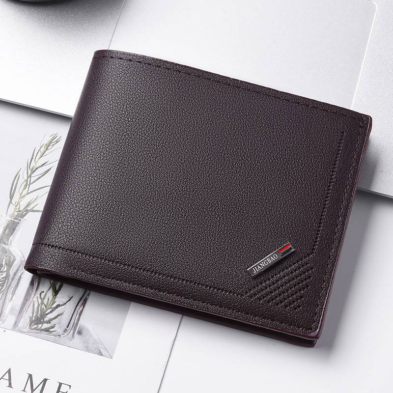 Fashionable Men's Wallet, Short Leather Wallet, Soft Business Style, New Horizontal Style, Large Capacity, Thin Design for Young People