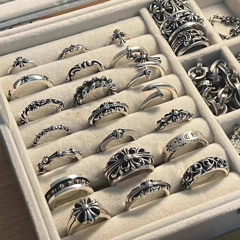 Crow Heart Ring Cross High-End Hip-Hop Punk Couple Style Tomb Eternal Heart Cross-Border Factory Wholesale