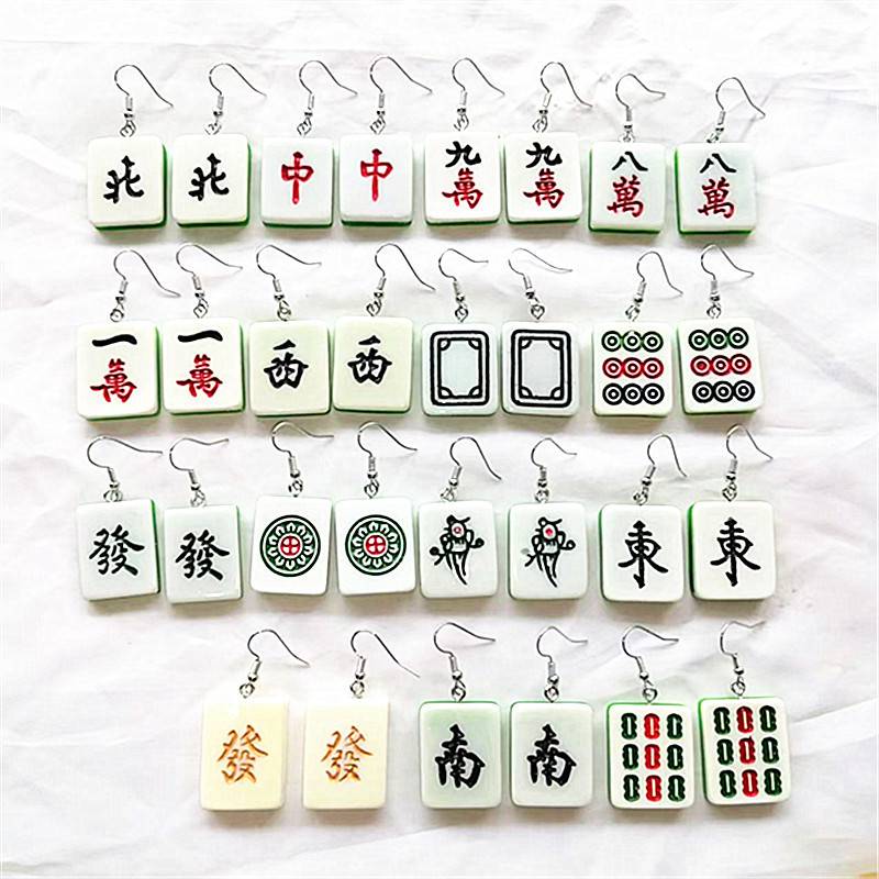 Creative and Interesting Earrings, Handmade Funny Ins Girl Mahjong Dice Soft Girl Style Japanese Style Cute Elegant Earrings for Women
