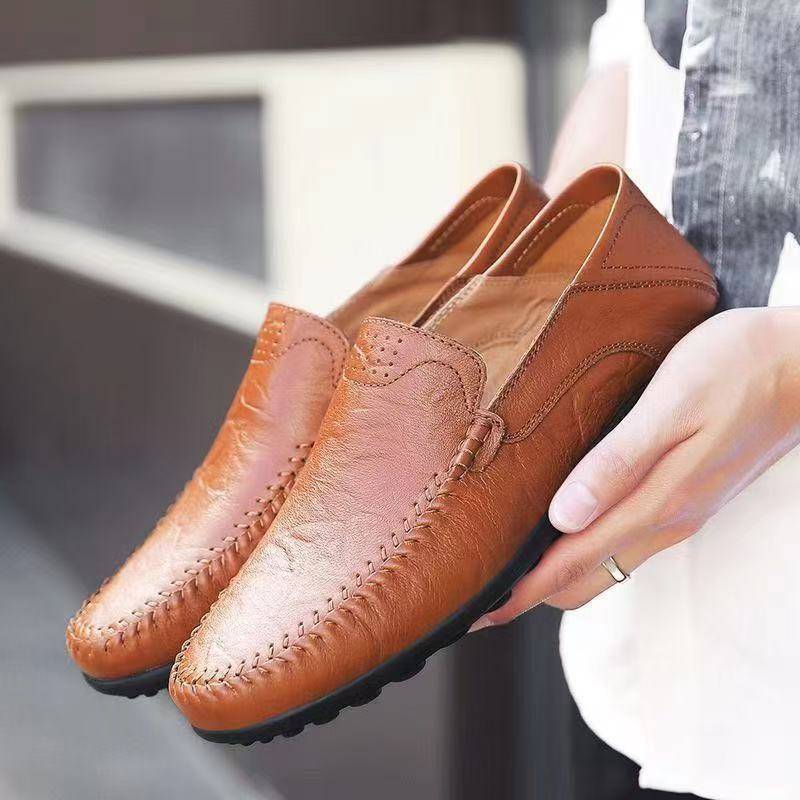 Spring and Autumn New Men's Doug Shoes 2025 Leather Casual Comfortable All-match Lazy Shoes Fashion Support Daifa Cross-border