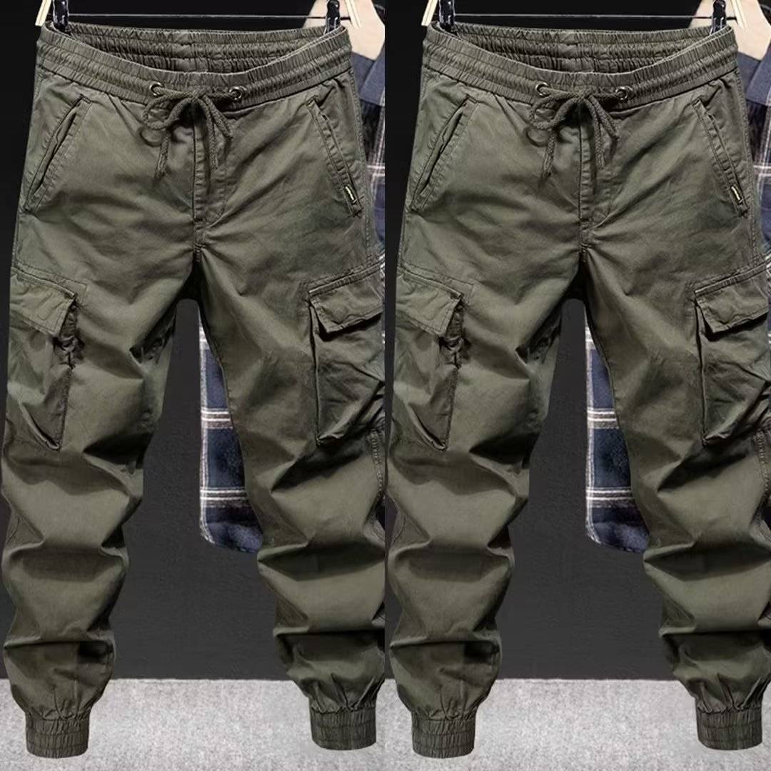 2025 Men's Cargo Pants Summer Thin Ice Silk Loose Large Size Workwear Men's Long Pants Construction Site Wear-Resistant Labor Protection Pants