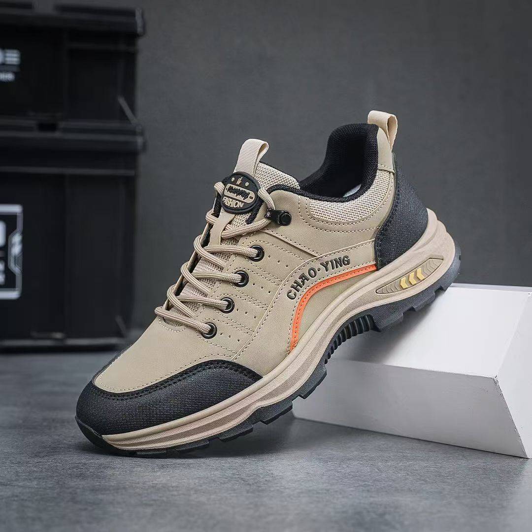 Men's Hiking Shoes Spring and Autumn Leather Soft Sole Soft Casual Shoes Thick Sole Versatile Running Sports Shoes Men's Hiking Shoes