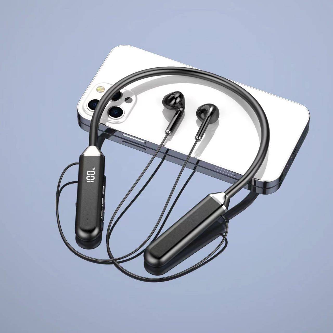 Ym Bluetooth Headset Is Suitable for Apple, Huawei, Xiaomi, New Sports Noise Reduction, Private Model, Neck-Mounted, Super Long Standby