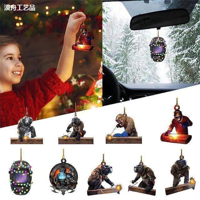 Cross-border new welder acrylic car interior pendant creative holiday decoration Christmas tree household supplies