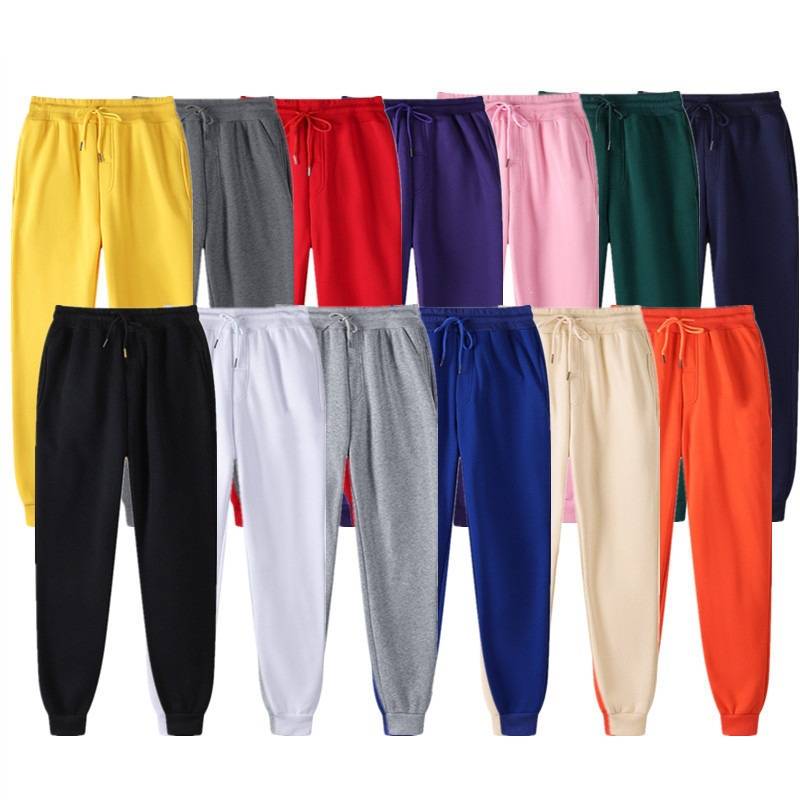 Cross-border foreign trade autumn and winter fleece-lined pants for men, trendy casual versatile sports sweatpants, thickened and warm with cuffs