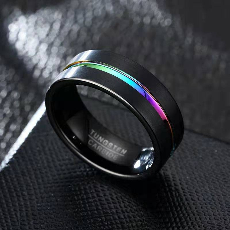 Cross-Border Supply of Fashionable and Personalized Two-Color Black Color Titanium Steel Rings for Men and Women Stainless Steel Jewelry Rings Wholesale