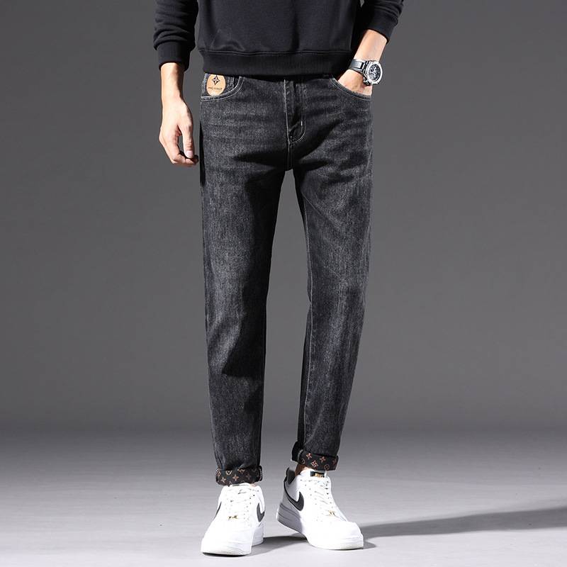 Autumn New Men's Jeans 2024 Trendy Brand Printed Ins Embroidered High-End Light Luxury Fashion Small Straight Pants