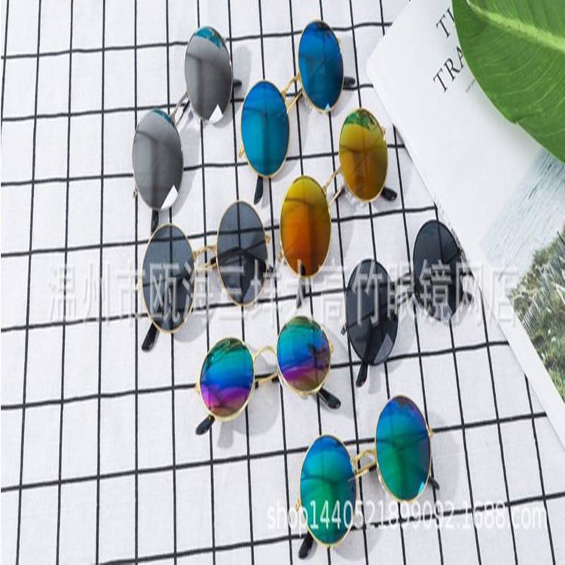 7001 Retro Round Sunglasses Metal Colorful Reflective Prince Mirror Glasses Men and Women Sunglasses Sunshade