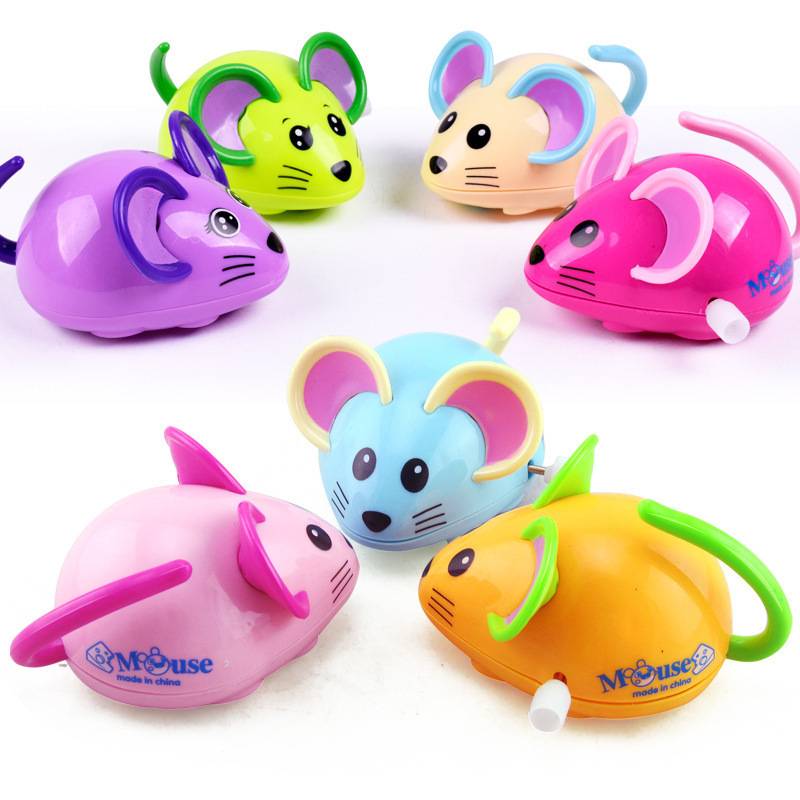 Children's spring winding small toys baby educational cartoon animal mouse toy stall wholesale