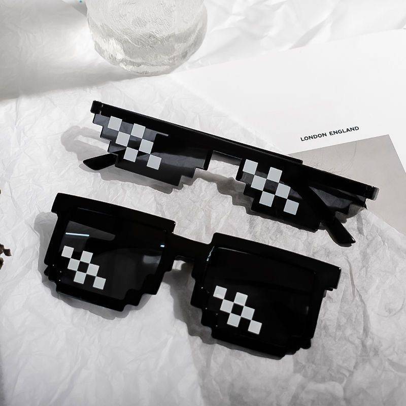 New Mosaic Glasses Two-Dimensional Cool Funny Sunglasses Personalized Pixel Sunglasses Factory Direct Sale
