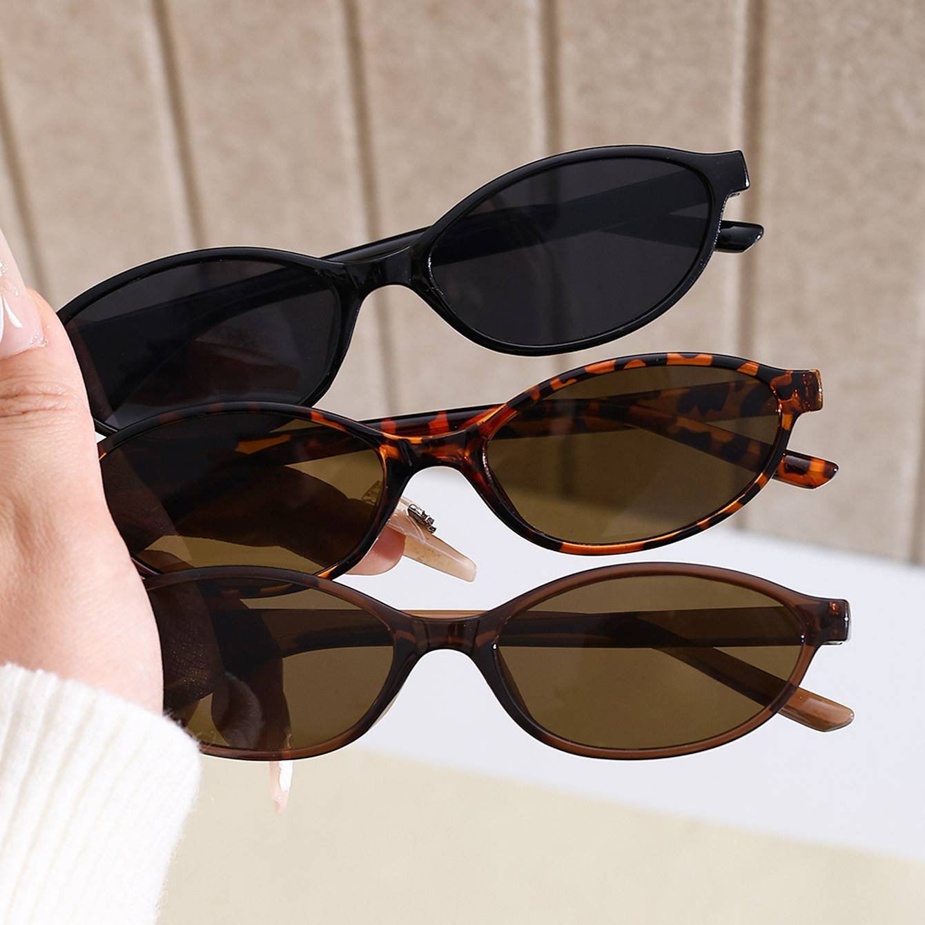 Cross-Border Small Frame Oval Sunglasses for Women, European and American Style Personality Sunglasses for Men, Sun Protection Retro Tiktok Sunglasses