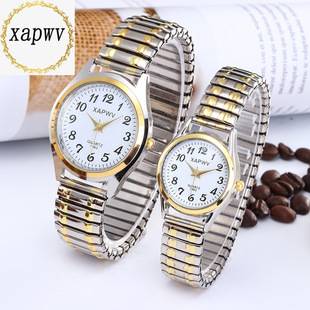 Middle-aged and elderly people's large dial pointer digital face men's watch women's elastic elastic band quartz couple fashion watch