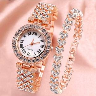 Foreign Trade Watches, Fashionable Roman Pattern Diamond-Encrusted Women's Watches, Women's Watches, Quartz Watches, Bracelets, Women's Watches, Manufacturers in Stock