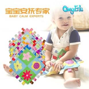 Foreign trade label baby comfort towel can be imported baby hand-held square towel plush sleeping toy baby supplies